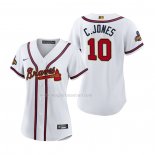 Maglia Baseball Donna Atlanta Braves Chipper Jones 2022 Gold Program Replica Bianco