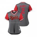 Maglia Baseball Donna Cincinnati Reds Alex Blandino 2018 Llws Players Weekend Blandy Grigio