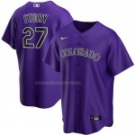 Maglia Baseball Uomo Colorado Rockies Trevor Story Alternato Replica Viola
