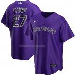 Maglia Baseball Uomo Colorado Rockies Trevor Story Alternato Replica Viola