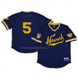 Maglia Baseball Uomo Newark Eagles 5 Rings & Crwns Mesh Replica V-neck Blu
