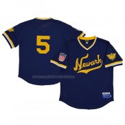Maglia Baseball Uomo Newark Eagles 5 Rings & Crwns Mesh Replica V-neck Blu