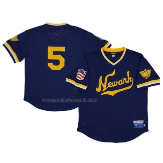 Maglia Baseball Uomo Newark Eagles 5 Rings & Crwns Mesh Replica V-neck Blu