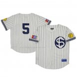 Maglia Baseball Uomo Santa Clara Leopardos 5 Rings & Crwns Mesh Button Down Replica Crema