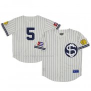 Maglia Baseball Uomo Santa Clara Leopardos 5 Rings & Crwns Mesh Button Down Replica Crema