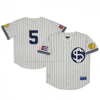 Maglia Baseball Uomo Santa Clara Leopardos 5 Rings & Crwns Mesh Button Down Replica Crema