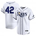Maglia Baseball Uomo Tampa Bay Rays 2024 Jackie Robinson Day Home Limited Bianco