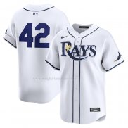 Maglia Baseball Uomo Tampa Bay Rays 2024 Jackie Robinson Day Home Limited Bianco