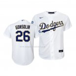 Maglia Baseball Bambino Los Angeles Dodgers Tony Gonsolin 2021 Gold Program Replica Bianco
