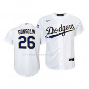 Maglia Baseball Bambino Los Angeles Dodgers Tony Gonsolin 2021 Gold Program Replica Bianco
