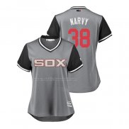 Maglia Baseball Donna Chicago White Sox Omar Narvaez 2018 Llws Players Weekend Narvy Grigio