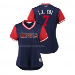 Maglia Baseball Donna Los Angeles Angels Zack Cozart 2018 Llws Players Weekend L.a. Coz Blu