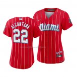 Maglia Baseball Donna Miami Marlins Sandy Alcantara 2021 City Connect Sugar Kings Rosso