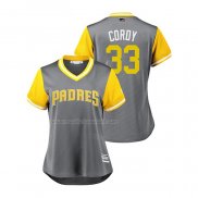 Maglia Baseball Donna San Diego Padres Franchy Cordero 2018 Llws Players Weekend Cordy Grigio