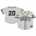 Maglia Baseball Uomo Homestead Grays 20 Rings & Crwns Mesh Button Down Replica Crema