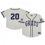 Maglia Baseball Uomo Homestead Grays 20 Rings & Crwns Mesh Button Down Replica Crema