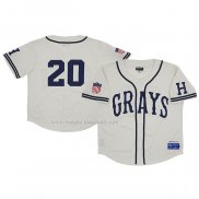 Maglia Baseball Uomo Homestead Grays 20 Rings & Crwns Mesh Button Down Replica Crema