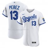 Maglia Baseball Uomo Kansas City Royals Salvador Perez 2022 Home Autentico Bianco