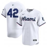 Maglia Baseball Uomo Miami Marlins 2024 Jackie Robinson Day Home Limited Bianco