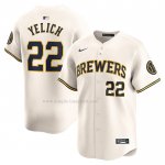 Maglia Baseball Uomo Milwaukee Brewers Christian Yelich Home Limited Crema