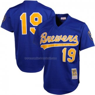 Maglia Baseball Uomo Milwaukee Brewers Robin Yount Mitchell & Ness Cooperstown Mesh Batting Practice Blu