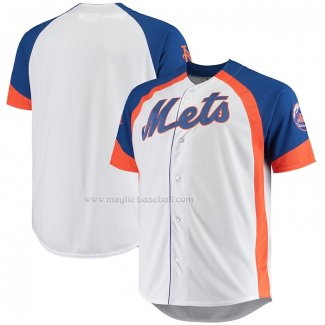 Maglia Baseball Uomo New York Mets Big & Tall Full Snap Bianco