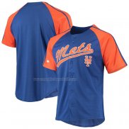 Maglia Baseball Uomo New York Mets Button Down Raglan Replica Blu