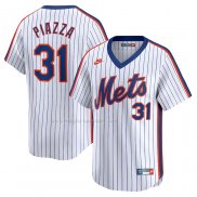 Maglia Baseball Uomo New York Mets Mike Piazza Throwback Cooperstown Limited Bianco