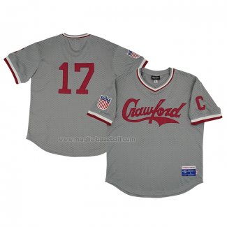 Maglia Baseball Uomo Pittsburgh Crawfords 17 Rings & Crwns Mesh Replica V-neck Grigio