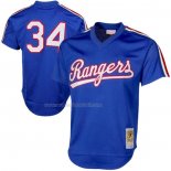 Maglia Baseball Uomo Texas Rangers Nolan Ryan Mitchell & Ness 1989 Autentico Cooperstown Collection Mesh Batting Practice Blu
