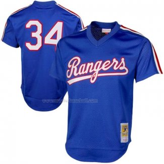 Maglia Baseball Uomo Texas Rangers Nolan Ryan Mitchell & Ness 1989 Autentico Cooperstown Collection Mesh Batting Practice Blu