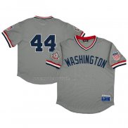 Maglia Baseball Uomo Washington Senators 44 Rings & Crwns Mesh Replica V-neck Grigio