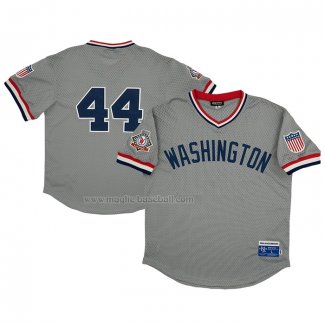 Maglia Baseball Uomo Washington Senators 44 Rings & Crwns Mesh Replica V-neck Grigio