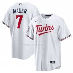 Maglia Baseball Uomo Minnesota Twins Joe Mauer Hall Of Fame Home Replica Bianco
