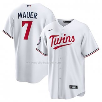 Maglia Baseball Uomo Minnesota Twins Joe Mauer Hall Of Fame Home Replica Bianco