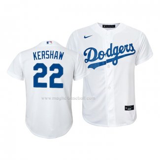 Maglia Baseball Bambino Los Angeles Dodgers Clayton Kershaw Replica Home 2020 Bianco