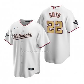 Maglia Baseball Bambino Washington Nationals Juan Soto 2020 Gold Program Replica Bianco