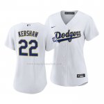 Maglia Baseball Donna Los Angeles Dodgers Clayton Kershaw 2021 Gold Program Replica Bianco