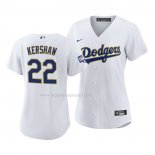 Maglia Baseball Donna Los Angeles Dodgers Clayton Kershaw 2021 Gold Program Replica Bianco