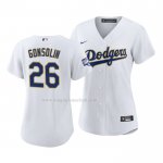 Maglia Baseball Donna Los Angeles Dodgers Tony Gonsolin 2021 Gold Program Replica Bianco