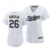 Maglia Baseball Donna Los Angeles Dodgers Tony Gonsolin 2021 Gold Program Replica Bianco