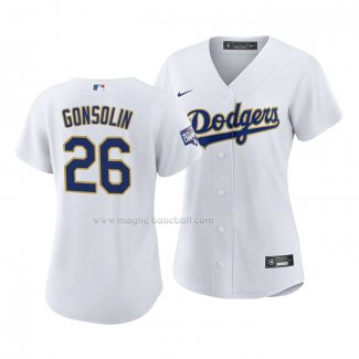 Maglia Baseball Donna Los Angeles Dodgers Tony Gonsolin 2021 Gold Program Replica Bianco