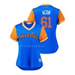Maglia Baseball Donna Miami Marlins Adam Conley 2018 Llws Players Weekend Acon Blu