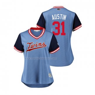 Maglia Baseball Donna Minnesota Twins Tyler Austin 2018 Llws Players Weekend Austin Blu