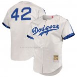 Maglia Baseball Uomo Brooklyn Dodgers Jackie Robinson Mitchell & Ness Cooperstown Collection Autentico Grigio