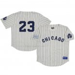 Maglia Baseball Uomo Chicago American Giants 23 Rings & Crwns Mesh Button Down Replica Crema