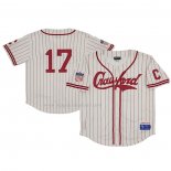 Maglia Baseball Uomo Pittsburgh Crawfords 17 Rings & Crwns Mesh Button Down Replica Crema