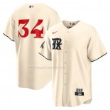 Maglia Baseball Uomo Texas Rangers Nolan Ryan 2023 City Connect Replica Crema