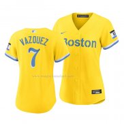 Maglia Baseball Donna Boston Red Sox Christian Vazquez 2021 City Connect Replica Oro