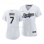 Maglia Baseball Donna Los Angeles Dodgers Julio Urias 2021 Gold Program Replica Bianco